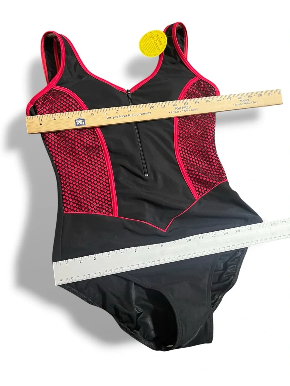 Vintage Boston Proper It Figures! Hip Hider One Piece Swimsuit Black w/ Mesh 16